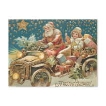 Der Weihnachtsmann fährt Vintage Car in der Weihna