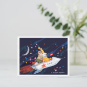 Der Weihnachtsmann fliegt auf der sowjetischen Rak Postkarte (Stehend Vorderseite)