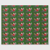 Der Weihnachtsmann fliegt auf einem Boot Geschenkpapier (Flach)