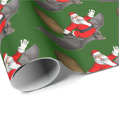 Der Weihnachtsmann fliegt auf einem Boot Geschenkpapier (Rolleneckpunkt)