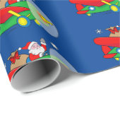 Der Weihnachtsmann fliegt ein Flugzeug mit Geschen Geschenkpapier (Rolleneckpunkt)