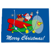 Der Weihnachtsmann fliegt ein Flugzeug voller Gesc Große Geschenktüte (Vorderseite)