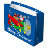 Der Weihnachtsmann fliegt ein Flugzeug voller Gesc Große Geschenktüte (Rückseite Schrägansicht)