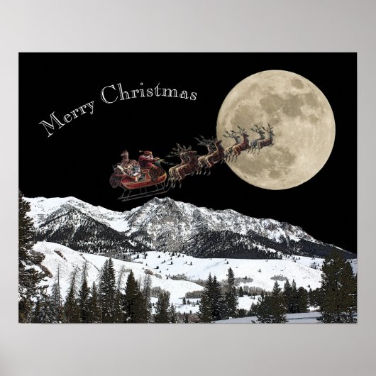 Der Weihnachtsmann fliegt hoch über dem Mond Poster (Vorne)