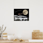 Der Weihnachtsmann fliegt hoch über dem Mond Poster (Küche)
