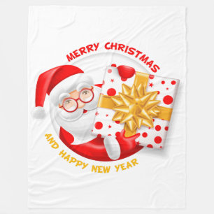 Der Weihnachtsmann freut sich über die Jahresdecke Fleecedecke