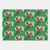 Der Weihnachtsmann fügt den Namen des Kindes 3 Nie Geschenkpapier Set (Vorderseite)