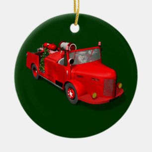 Der Weihnachtsmann für Feuerwehrmann Keramikornament
