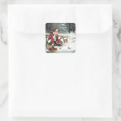 Der Weihnachtsmann Füttre die Tiere Quadratischer Aufkleber (Tasche)