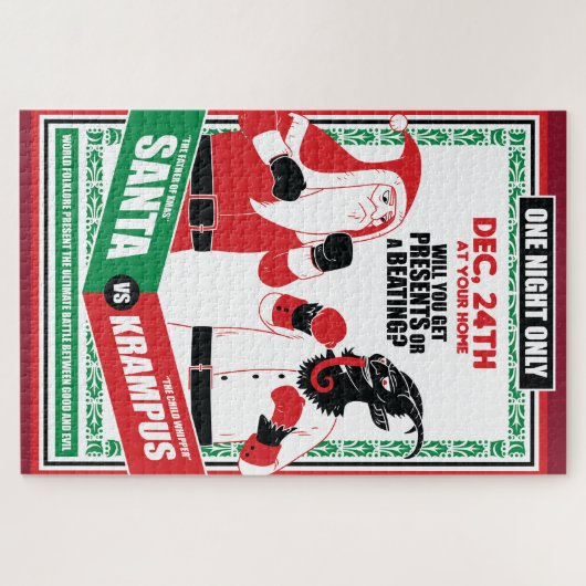 Der Weihnachtsmann gegen Krampus Boxing passt gut Puzzle (Horizontal)