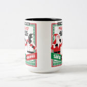 Der Weihnachtsmann gegen Krampus Boxing passt gut  Zweifarbige Tasse (Mittel)