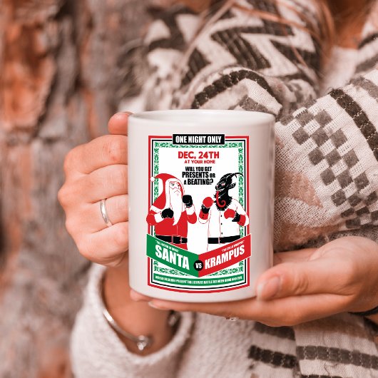 Der Weihnachtsmann gegen Krampus Boxing passt gut  Zweifarbige Tasse