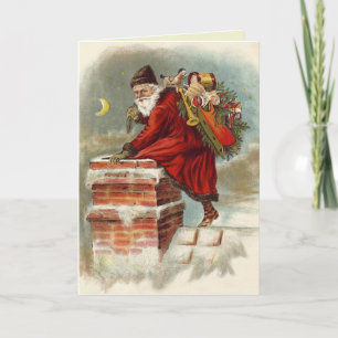 Der Weihnachtsmann geht den Schornstein runter Feiertagskarte