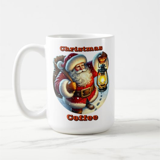 Der Weihnachtsmann geht in die Nacht durch Schnee Kaffeetasse (Links)