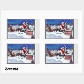 Der Weihnachtsmann geht mit Büchern den Schornstei Rechteckiger Aufkleber (Blatt)