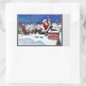 Der Weihnachtsmann geht mit Büchern den Schornstei Rechteckiger Aufkleber (Tasche)