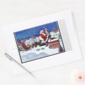 Der Weihnachtsmann geht mit Büchern den Schornstei Rechteckiger Aufkleber (Umschlag)