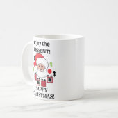 Der Weihnachtsmann genießt die Gegenwart Kaffeetasse (Vorderseite Links)