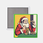 Der Weihnachtsmann genießt einen Snack Magnet (Vorderseite/Rückseite)