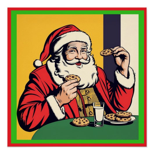 Der Weihnachtsmann genießt einen Snack Poster (Vorderseite)