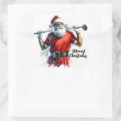 Der Weihnachtsmann genießt im Winter eine Runde Go Quadratischer Aufkleber (Tasche)