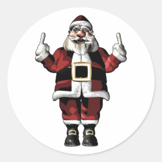 Der Weihnachtsmann gibt den Finger Runder Aufkleber