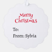 Der Weihnachtsmann gibt Niedliche Weihnachtsnamen  Ornament Karte (Rückseite)