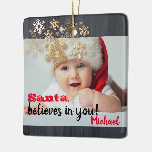 Der Weihnachtsmann glaubt an dich, Schneeflocken, Keramikornament (Links)