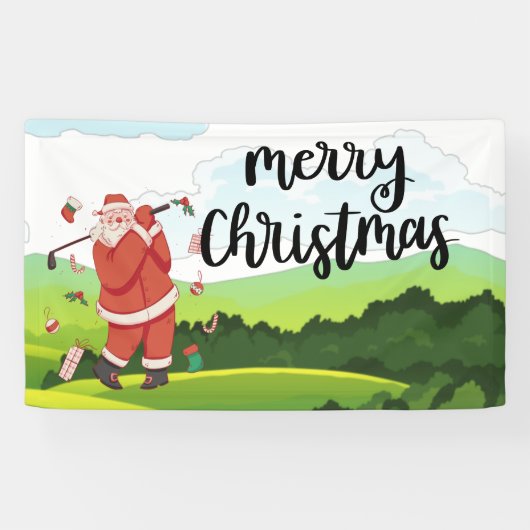 Der Weihnachtsmann golft an Weihnachten Banner (Horizontal)