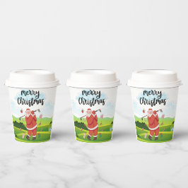 Der Weihnachtsmann golft an Weihnachten Pappbecher