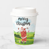 Der Weihnachtsmann golft an Weihnachten Pappbecher (Vorderseite)