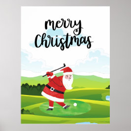 Der Weihnachtsmann golft an Weihnachten Poster