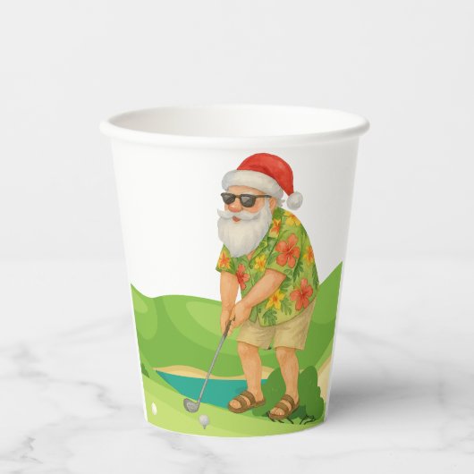 Der Weihnachtsmann golft Weihnachten im Juli Pappbecher (Vorderseite)