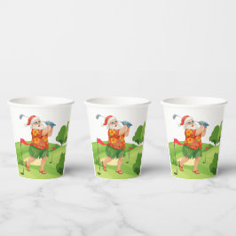 Der Weihnachtsmann golft Weihnachten im Juli Pappbecher