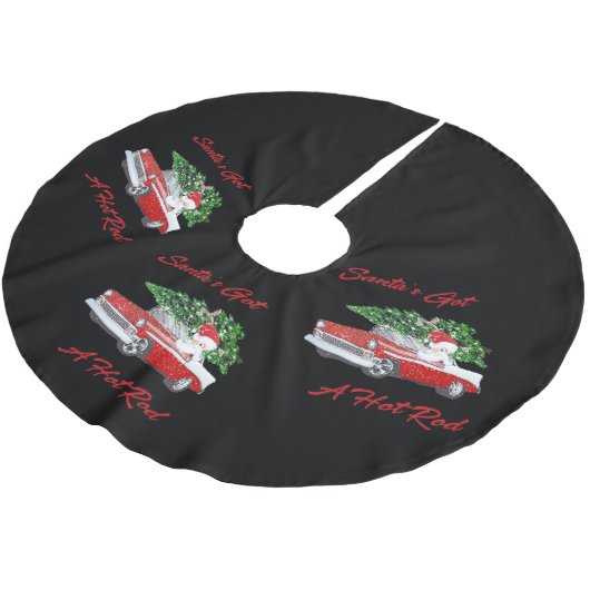 Der Weihnachtsmann got ein Frisierte Auto Polyester Weihnachtsbaumdecke (Schrägansicht)