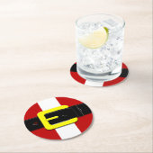 Der Weihnachtsmann gürtet rot gelb und weiß Runder Pappuntersetzer (Vor Ort)