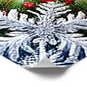 Der Weihnachtsmann hält ein Geschenk mitten im Lan Poster (Ecke)
