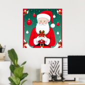 Der Weihnachtsmann hält ein Geschenk Poster (Heimbüro)