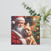 Der Weihnachtsmann hält einen Chihuahua Feiertagskarte (Stehend Vorderseite)