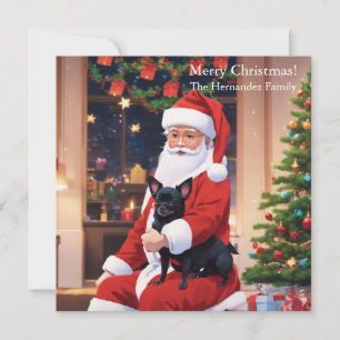 Der Weihnachtsmann hält einen Chihuahua Feiertagskarte
