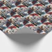 Der Weihnachtsmann hält einen Pinguin-Schneeglobe Geschenkpapier (Ecke)