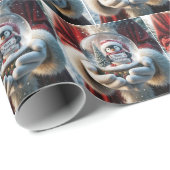 Der Weihnachtsmann hält einen Pinguin-Schneeglobe Geschenkpapier (Rolleneckpunkt)