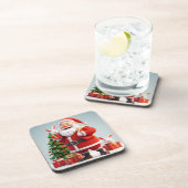 Der Weihnachtsmann hält mit Kaninchen präsent Getränkeuntersetzer (Rechte Seite)