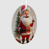 Der Weihnachtsmann hält mit Kaninchen präsent Ornament (Vorderseite)