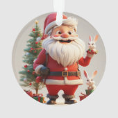 Der Weihnachtsmann hält mit Kaninchen präsent Ornament (Rückseite)