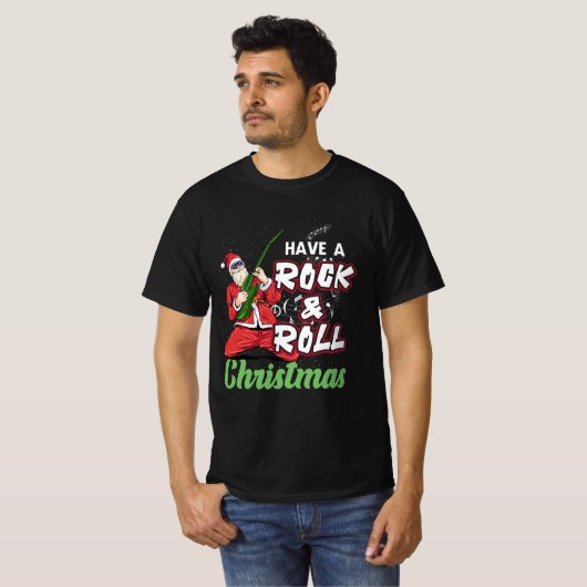 Der Weihnachtsmann hat einen Rock und Roll Weihnac T-Shirt (Vorne ganz)