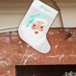 Der Weihnachtsmann hat einen Vintagen grünen Hut Großer Weihnachtsstrumpf<br><div class="desc">Dieser Vintage Weihnachtsmann-Strumpf besticht durch eine Vintage Santa Claus-Grafik mit einem fröhlichen Mann in einer minzgrünen Weihnachtsmannmütze. An der Spitze gibt es einen Punkt,  an dem man einen Namen hinzufügen kann,  um grünes Skript oder kursives Schreiben zu koordinieren.</div>