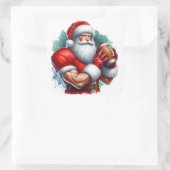 Der Weihnachtsmann hat Posen, die mit dem Fußball  Quadratischer Aufkleber (Tasche)