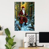 Der Weihnachtsmann hat sich im Wald verlaufen | AI Poster (Heimbüro)