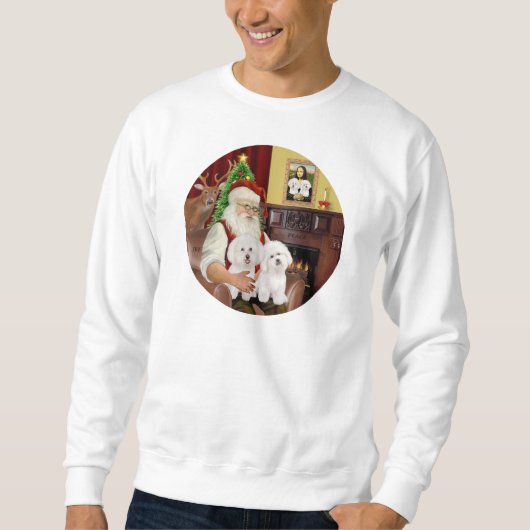 Der Weihnachtsmann hat zwei Bichon Frise Sweatshirt (Vorderseite)